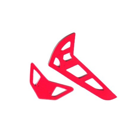 Fusuno Neon RED Fiberglass Horizontal/Vertical Fins - Trex 600