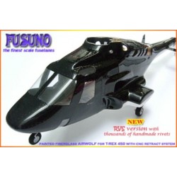 FUSUNO FiberGlass Airwolf RVS Fuselage T-REX450 /BLACK/LIGHTING