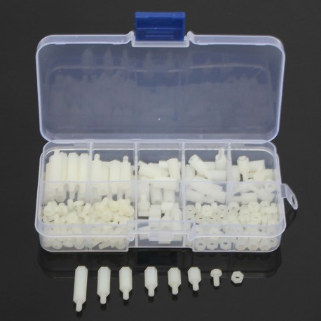 180Pcs M3 6 Sizes Plastic Nylon Hex Screws Standoff Spacer Nuts