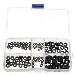 120pcs Black Hex Nylon Nuts Kit M2 M2.5 M3 M4 M5 M6