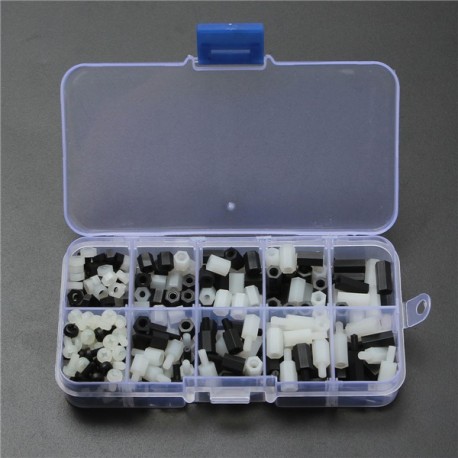 300pcs M3 Nylon Hex Screw Nut Spacer Stand-off Assortment 