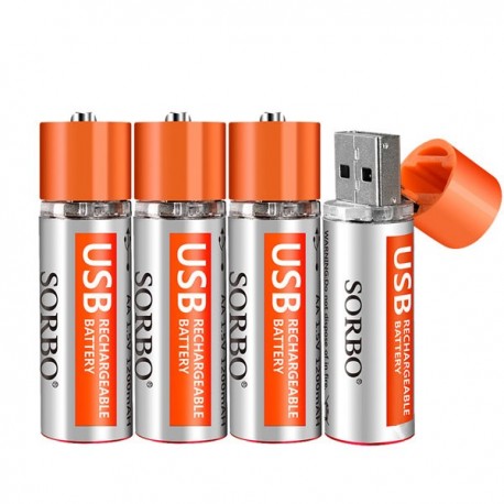 4PCS SORBO 1.5V 1200mAh USB Rechargeable 1 Hour Quick