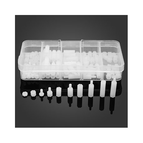 120pcs M3 Nylon White M-F Hex Spacers Screw Nut Assortment Kit