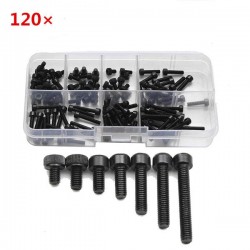 Suleve™ M3CH5 M3 Carbon Steel Allen Bolt 5-20mm Hex Socket Cap Screw Metric Assortment Kit 120pcs