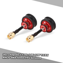 2Pcs Pagoda 2 5.8G 5dBi 50W Omnidirectional TX/RX RHCP SMA 50mm FPV Antenna for RC FPV Racing Drone Goggles