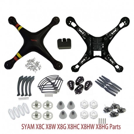 SYMA X8/X8C/X8W/X8G/X8HC/X8HW/X8HG Plastic Parts Main Body Shell Cover And Gear Propeller Protective Frame Landing Gear
