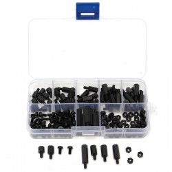 Suleve™ M3NH5 M3 Nylon Screw Black Hex Screw Nut Nylon PCB Standoff Assortment Kit 180pcs