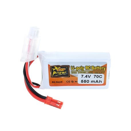 ZOP Power 7.4V 550mAh 70C 2S Lipo Battery JST Plug For Aurora 90 100