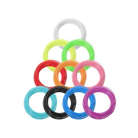 10 Colors/Pack 5m Per Color Length 1.75mm PCL Filament for 3D Printing Pen 0.4mm Nozzle