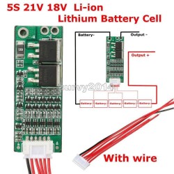 5S 15A BMS Protection PCB Board For 5 Packs 18650 Li-ion Lithium Battery Cell