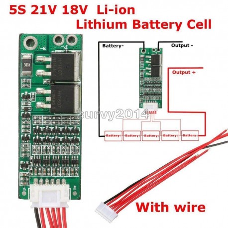 5S 15A BMS Protection PCB Board For 5 Packs 18650 Li-ion Lithium Battery Cell