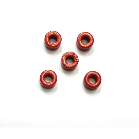 5 x Red Ferrite Rings 6.6mm Dia 4.3mm Thick 3mm Hole