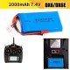 DXF Li-Polymer lipo battery Spektrum dx6e DX6 2S 7.4V 2000MAH 8c Transmitter