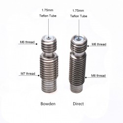 3D V6 Throat Bowden Direct Heat Break Hotend Throat Stainless Steel All Metal With Teflon Tube 1.75