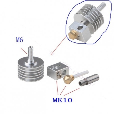 DIY 3D Printer Universal Hotend w/ MK10 nozzle for 1.75MM Makerbot MK8 MK9 extruder, Suitable for most extruder