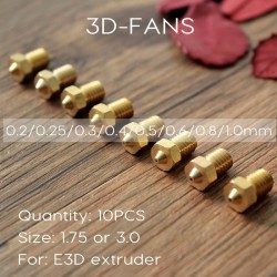 E3DV6 Brass Nozzle 0.2/0.25/0.3/0.4/0.5/0.6/0.8/1.0 For 1.75mm Filament E3D V6 V5 Copper Nozzle Extruder Print Head