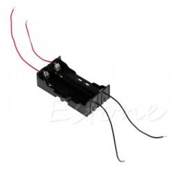Plastic Battery Holder Storage Box Case for 2x 18650 With Wire Lead