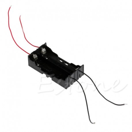 Plastic Battery Holder Storage Box Case for 2x 18650 With Wire Lead