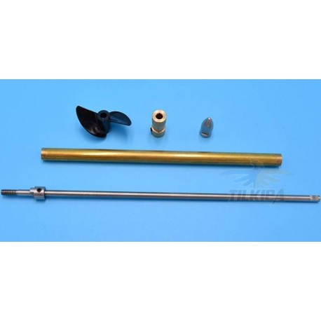 Boat 4mm Stainless Steel Ship Shaft Drive Shaft + Blade propeller + Copper Shaft Sleeve/set