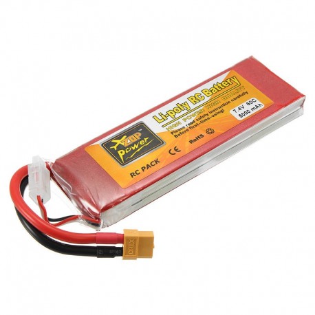 ZOP Power 7.4V 5000mAh 60C 2S Lipo Battery XT60 Plug For Rc Racing Car