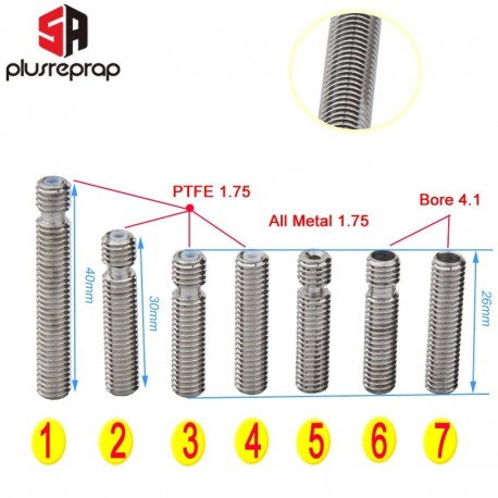 3D Printer Parts For Makerbot MK8 M6 1.75mm Filament Stainless Steel Throat PTFE Tube Nozzle Extruder Teflon Tube 26mm 30mm 40mm