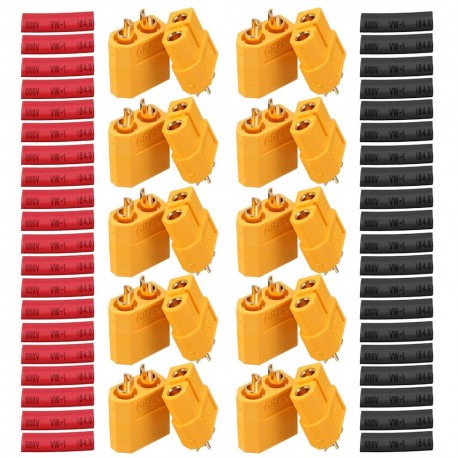 10 Pair URUAV XT60 Male Female Bullet Connectors Power Plugs with Heat Shrink Tube for Lipo Battery