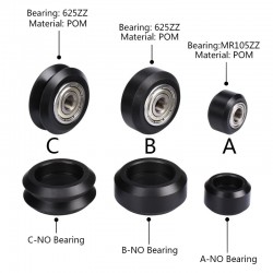 5Pcs V-slot POM Material Big Pulley Wheel with Bearings for 3D Printer Accessories