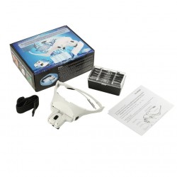Multiple lens Magnifying Glasses 9892B1 Magnifier Interchangeable 5 Pcs Lenses Headband 2LED Head Lamps