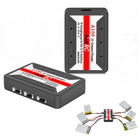 HotRc A100 6 in 1 3.7V Lipo Battery Charger For Hubsan X4 Q4 H107L H107C WLtoys JJCR UDI