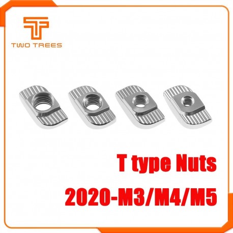 10pcs/lot TWO TREES 3D Printer Parts M3/M4/M5 Carbon Steel T type Nuts Fastener Aluminum Connector For 2020