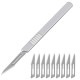 10pcs Carbon Steel Surgical Scalpel Blades & 1pc Handle