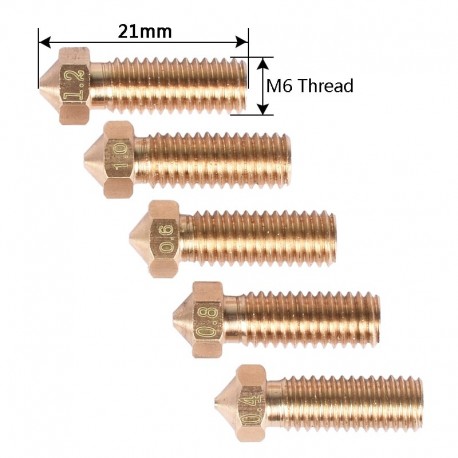 3D printer parts Volcano nozzles brass Lengthen extruder nozzle 0.4/0.5/0.6/0.8/1.0/1.2mm For 1.75mm filament