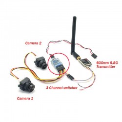 FPV Dual Camera System 1000TVL CMOS Mini Two Cameras + 5.8Ghz 600mW 40CH VTX + 3CH Switch Support PMW for RC Racing Drone