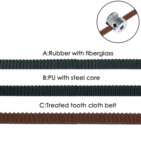 2M GT2 PU with Steel Core Rubber fiberglass timing belt GT2 Belt Black Color 2GT open timing Belt 6mm Width 5M