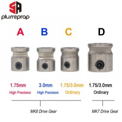 1PC MK8 MK7 Drive Gear for 1.75mm 3mm Filament 3D Printer Reprap Extruder Pulley 5mm Shaft