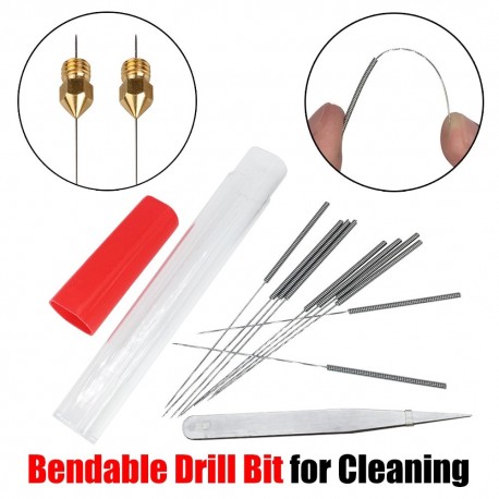 3D Printer Parts extruder Nozzle Cleaning tool 10pcs Bendable Drill Bit for Cleaning
