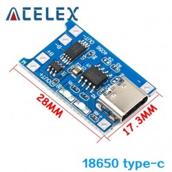 TYPE-C 5V 1A 18650 TP4056 Lithium Battery Charger Module Charging Board With Protection Dual Functions 1A