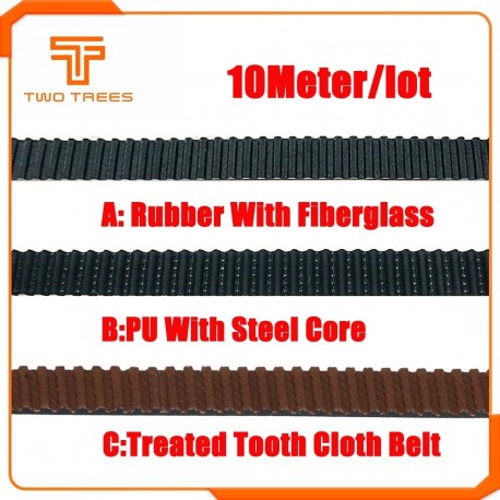 10M GT2 PU with Steel Core Rubber fiberglass timing belt GT2 Belt Black Color 2GT open timing Belt 6mm