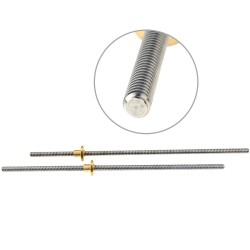 CNC 3D Printer THSL-300-8D Trapezoidal Rod T8 Lead Screw Thread 8mm Lead 4mm Length 500mm with Brass Nut