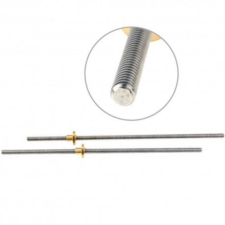 CNC 3D Printer THSL-300-8D Trapezoidal Rod T8 Lead Screw Thread 8mm Lead 4mm Length 500mm with Brass Nut