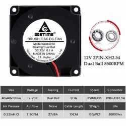 Gdstime 40mm 3D Printer Fan 12V 24V 4010 Blower Printer Cooling Accessories DC Turbo Blower