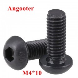 10PCS M4*10 Black Steel Round Head Screws M4x10 Hex Socket Button Head Cap Screw
