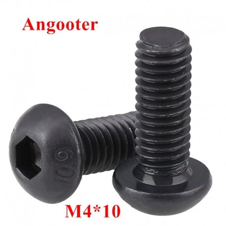 10PCS M4*10 Black Steel Round Head Screws M4x10 Hex Socket Button Head Cap Screw
