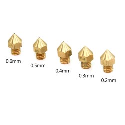 5PCS Anet MK8 0.2mm 0.4mm 0.5mm 0.6mm Complete Brass Extruder Head Nozzle For 3D Printer Parts Accessories