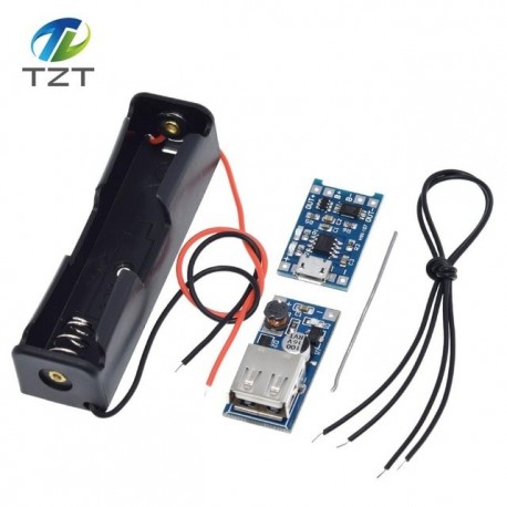 DIY Kit Micro USB 5V 1A 18650 TP4056 Lithium Battery Charger Module +600MA SB Mobile Power Boost Board +18650 Battery Box Case