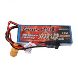 Gens ace 1400mAh 7.4V 2S1P Transmitter Lipo Battery Pack with JR-plug