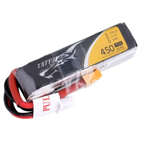 Tattu 450mAh 11.1V 75C 3S1P Lipo Battery Pack with - Long Size for H Frame
