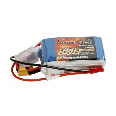 Gens ace Lipo 800mAh 11.1V 45C 3S1P Lipo Battery Pack