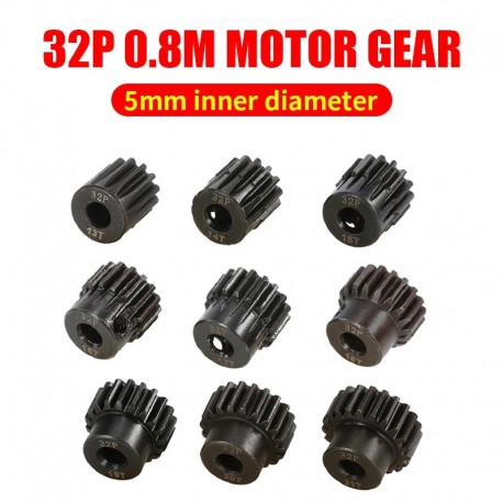 SURPASS-HOBBY 32P M0.8 5mm 13T 14T 15T 16T 17T 18T 19T 20T 21T Black steel metal Pinion Motor Gear For 1/10 Rc Model