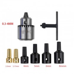 Electric Drill Grinding Mini Drill Chuck Key Keyless Drill Chucks 0.3-4mm Capacity Range W/ 3.17mm Shaft Connecting Rod